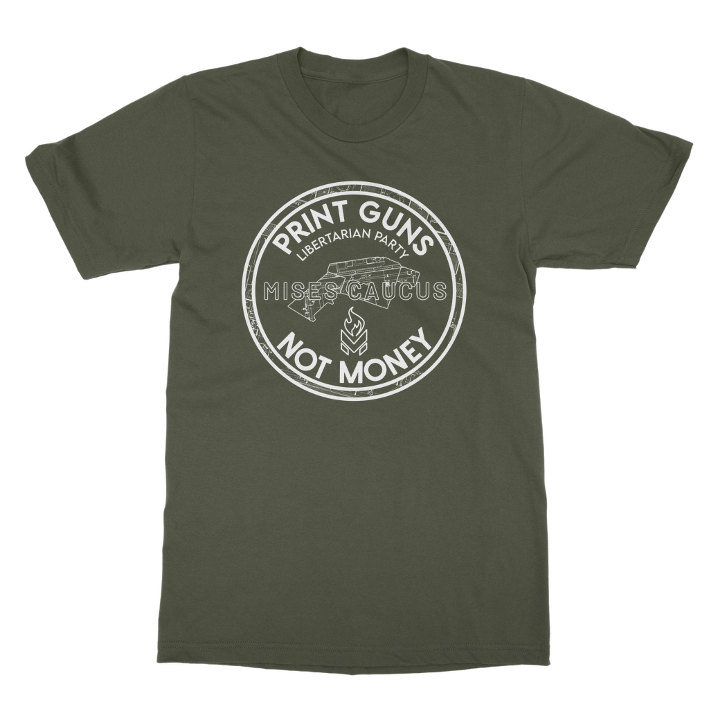 Print Guns Not Money B&W Classic Adult T-Shirt