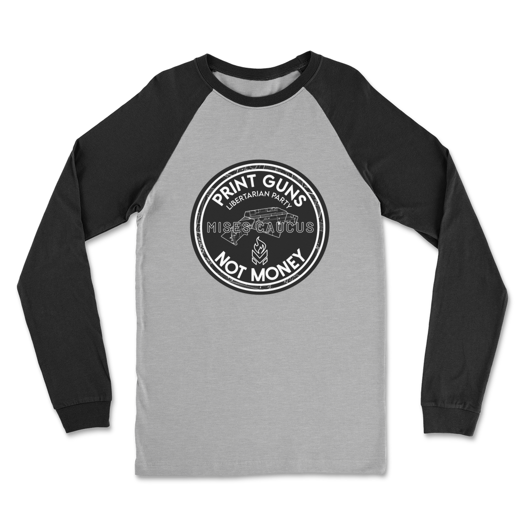 Print Guns Not Money B&W Classic Raglan Long Sleeve Shirt