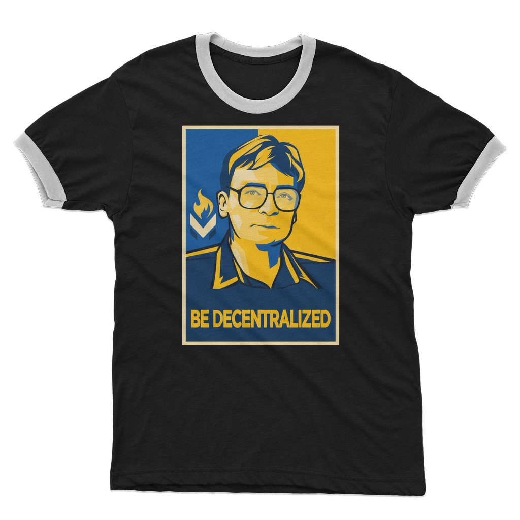 Hoppe - Be Decentralized Adult Ringer T-Shirt
