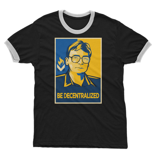 Hoppe - Be Decentralized Adult Ringer T-Shirt