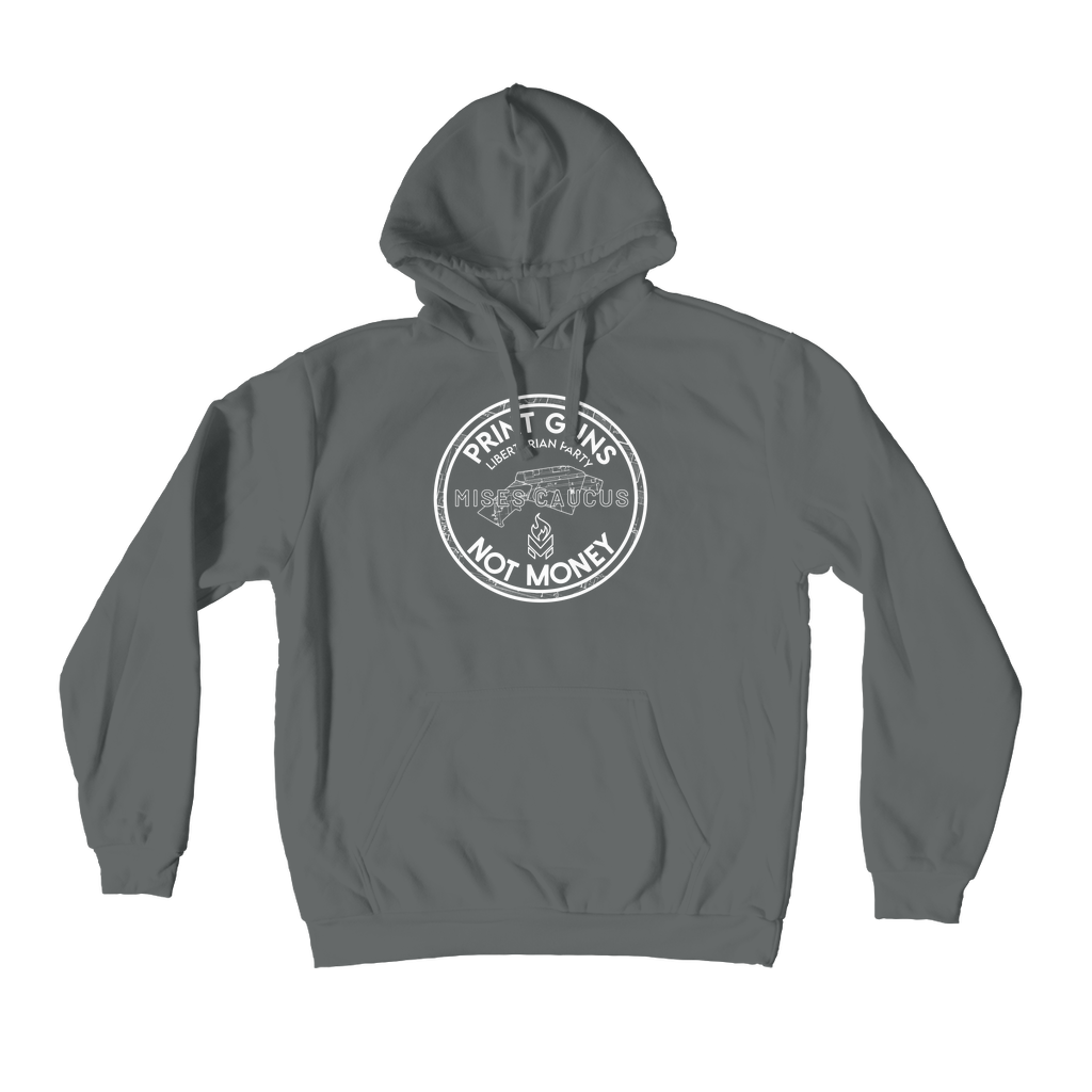 Print Guns Not Money B&W Premium Adult Hoodie