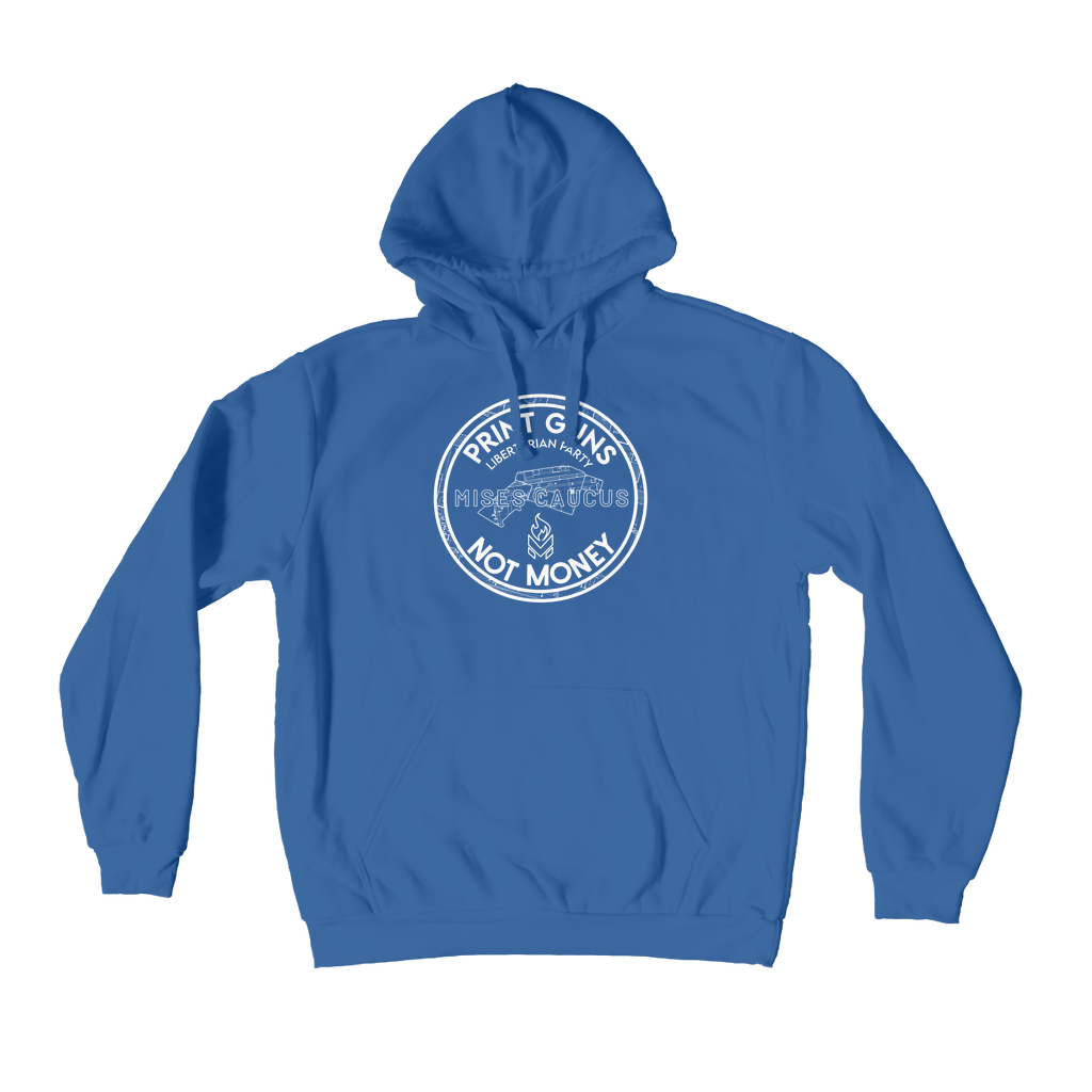Print Guns Not Money B&W Premium Adult Hoodie
