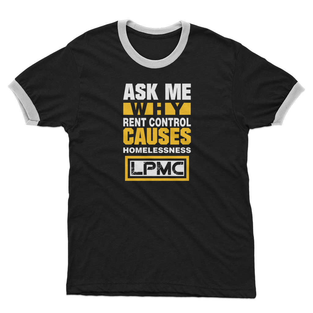 AMW Rent Control Adult Ringer T-Shirt