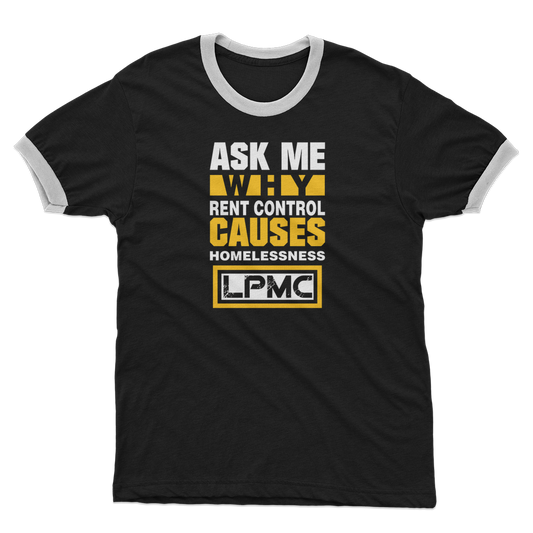 AMW Rent Control Adult Ringer T-Shirt