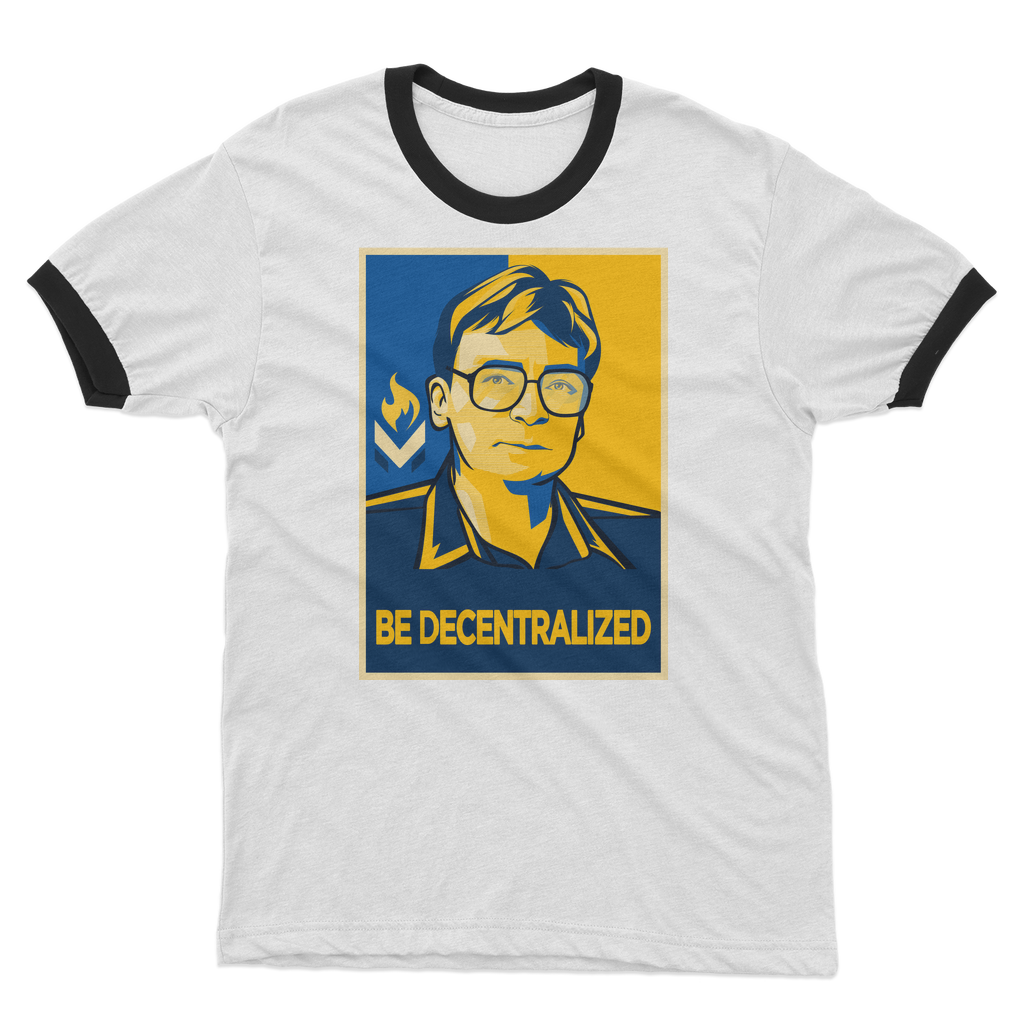 Hoppe - Be Decentralized Adult Ringer T-Shirt