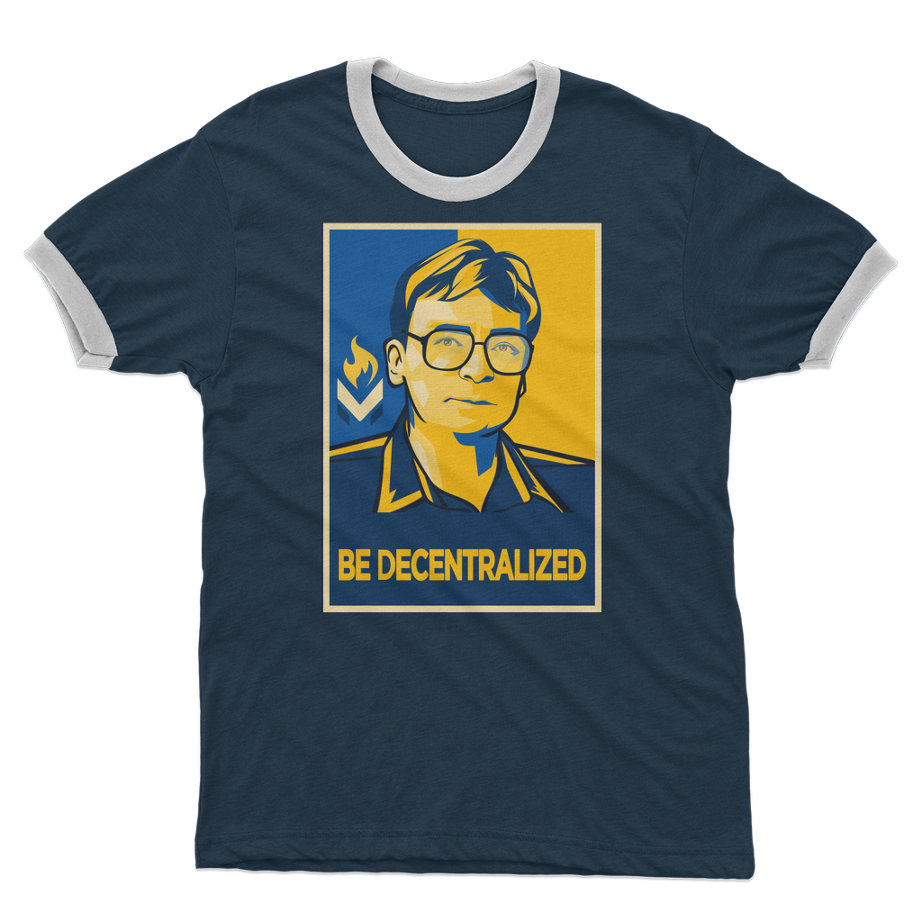 Hoppe - Be Decentralized Adult Ringer T-Shirt
