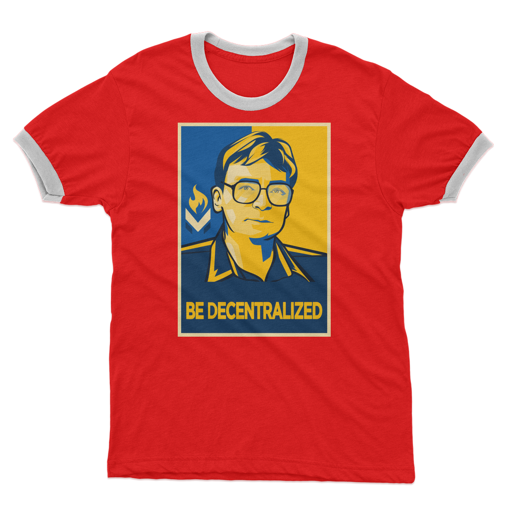 Hoppe - Be Decentralized Adult Ringer T-Shirt