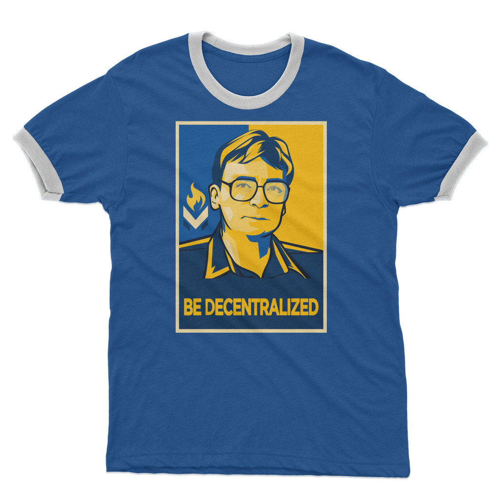 Hoppe - Be Decentralized Adult Ringer T-Shirt