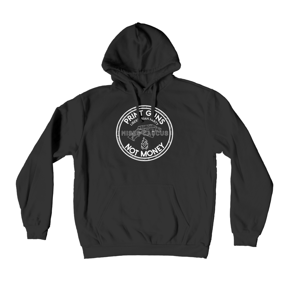 Print Guns Not Money B&W Premium Adult Hoodie