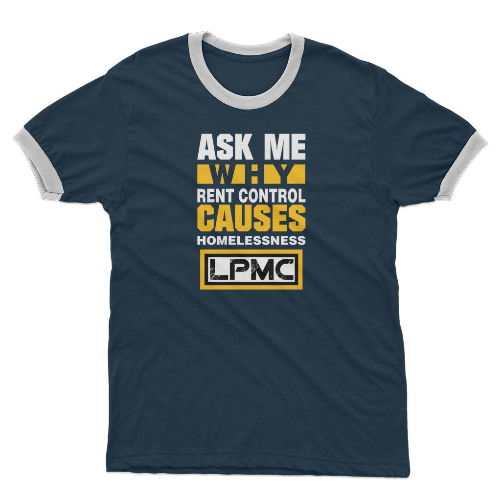 AMW Rent Control Adult Ringer T-Shirt